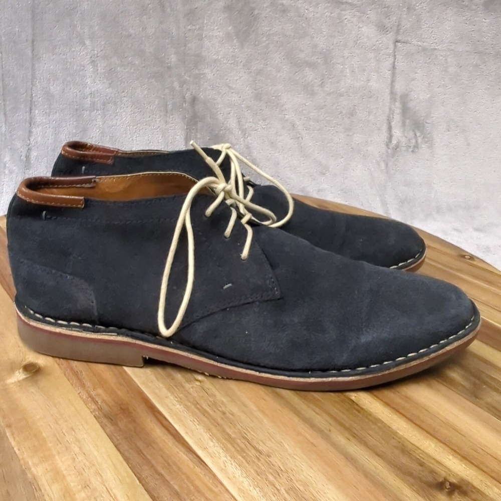 Kenneth Cole Reaction Navy Dark Blue Suede Leather Chukka Ankle Boots US Sz 12.5 - Picture 6 of 11
